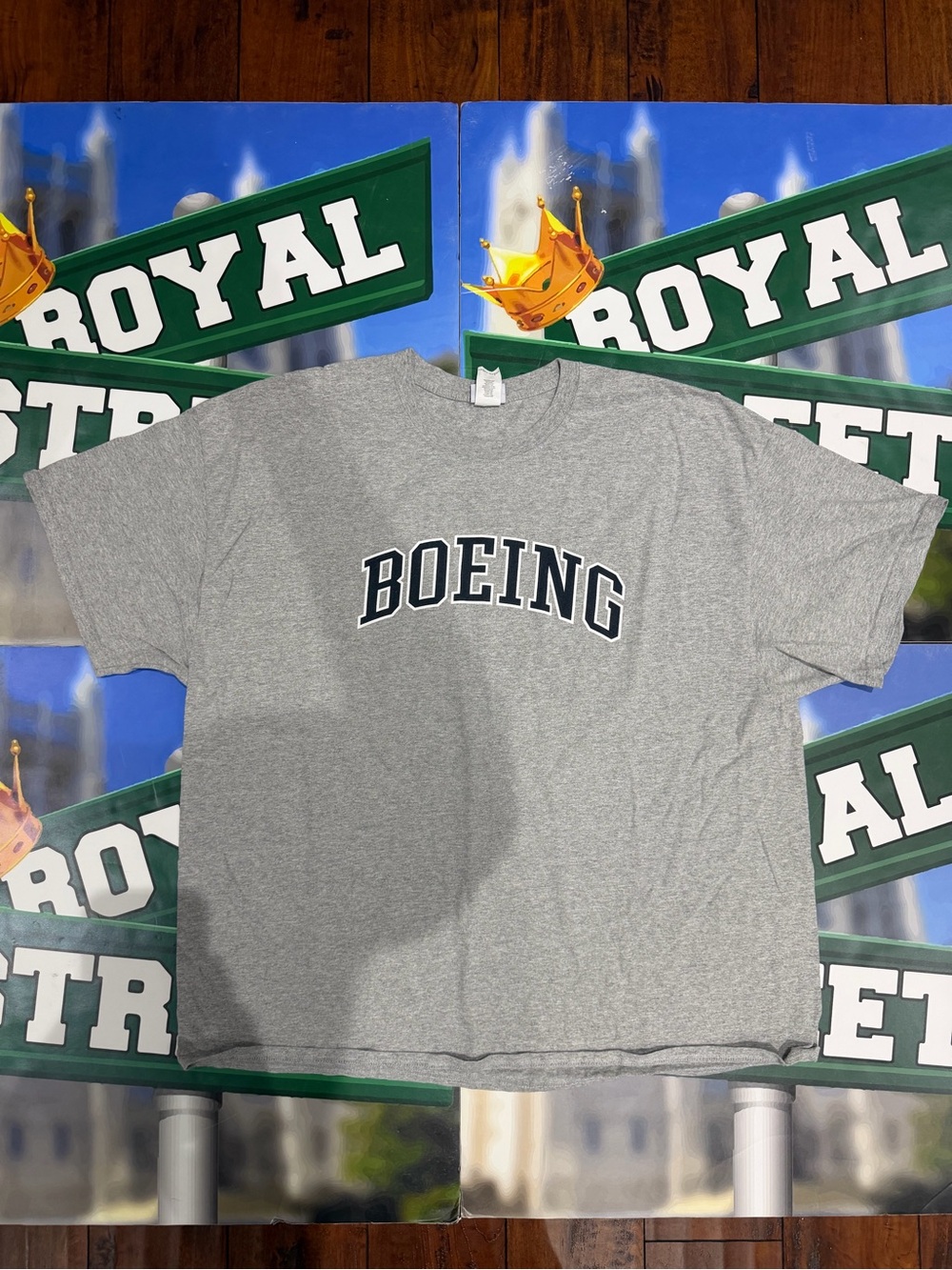 Men's Gray Short Sleeve Boeing plane Logo T-Shirt